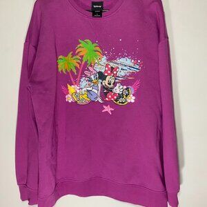 Disney Minnie Mouse and Daisy Duck Hot Pink Beach Crewneck